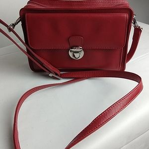 Red Leather Womans Crossbody Purse Small